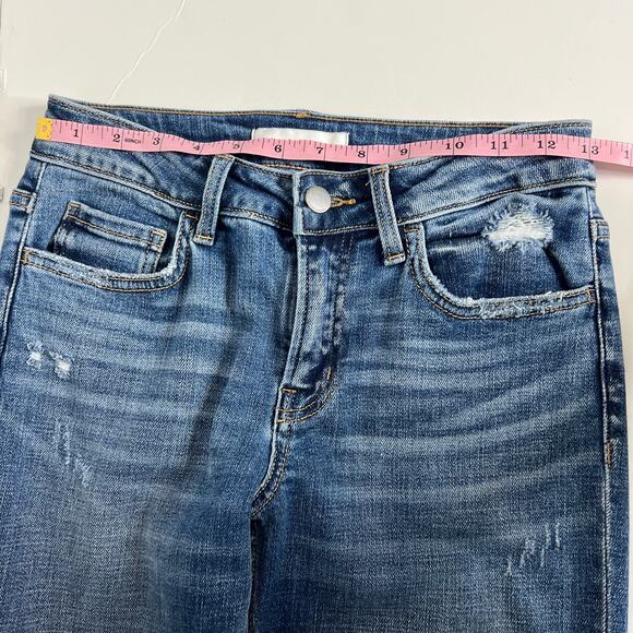 Flying Monkey Jeans Mid Rise Skinny Stretch Denim Blue Distressed Size 25 - Picture 4 of 10
